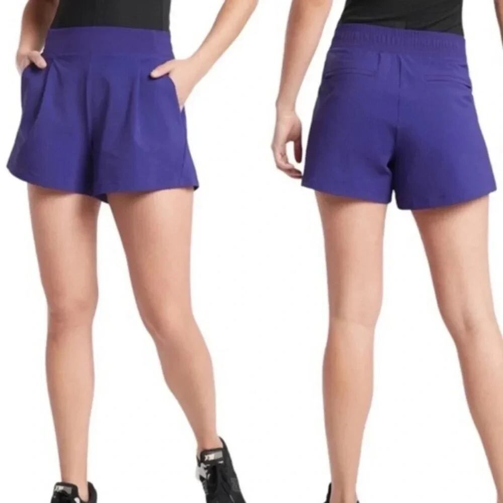 Athleta Women’s Textured Brooklyn Athletic Shorts Purple Pull On Size 14 Charity